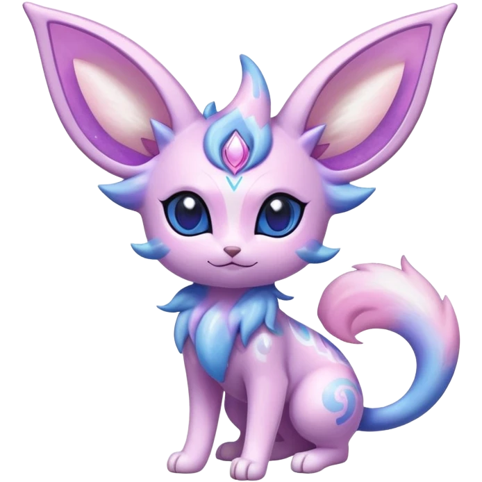 Shiny Exotic Cute Nebulae Ethereal Espeon-Sylveon-Meowstic-Hybrid-Creature with pattern-markings emoji