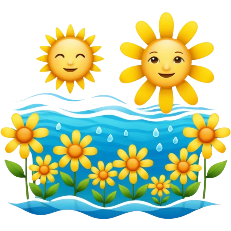 Flowers ,sea and sun emojis emoji