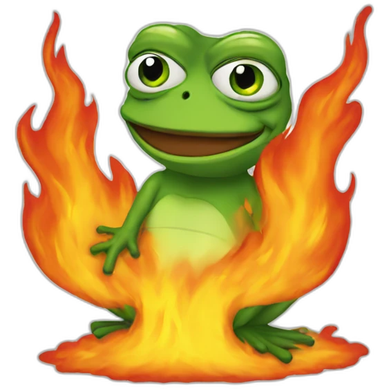 Pepe on fire emoji