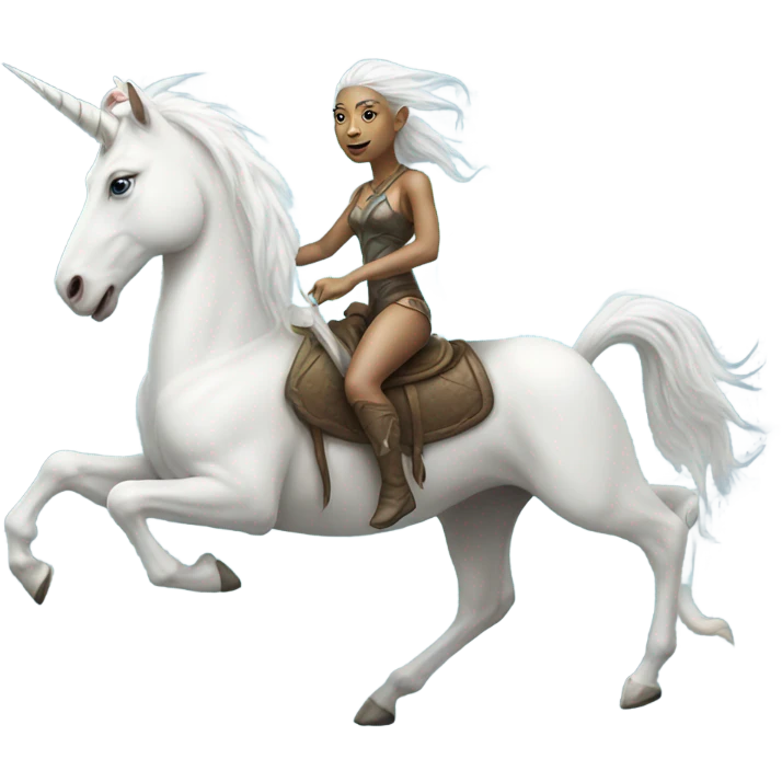 an Amazon female alien on a white unicorn emoji