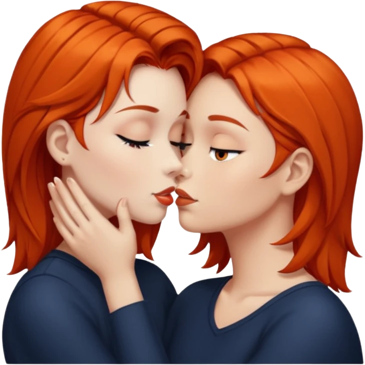 intimate kiss by the window girl with dark orange hair emoji