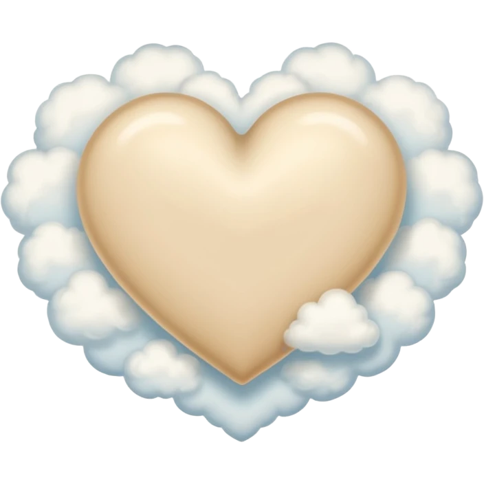 Soft beige heart with clouds emoji