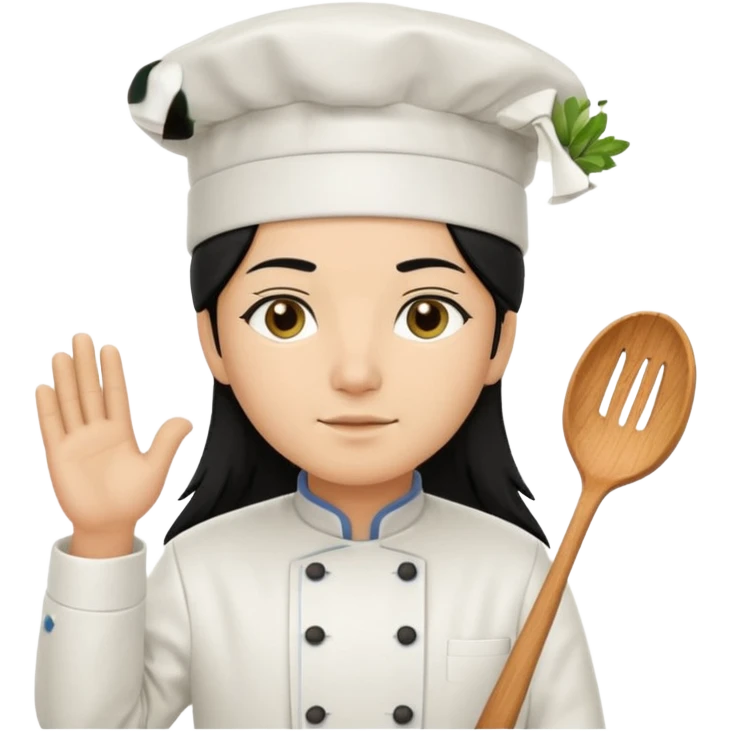 Chef pelinegra pelo largo y liso emoji