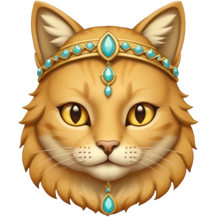 ancient cat with gold jewerly on head, half body emoji