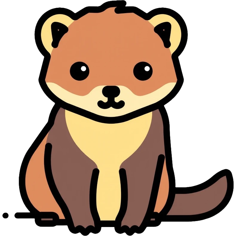 yellow-throated marten, siberian harza, small predatory mammal with yellowish throat and dark brown fur emoji