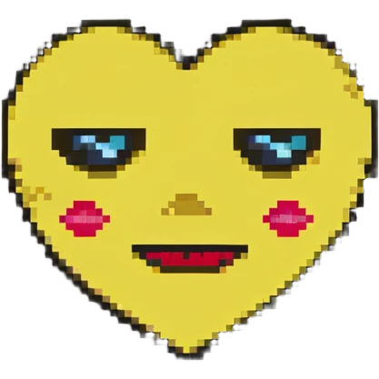 yellow face with heart eyes, classic pixel look emoji emoji