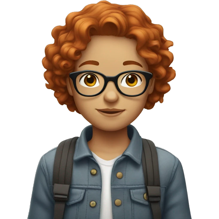 
young redhead with wavy hair and round glasses emoji