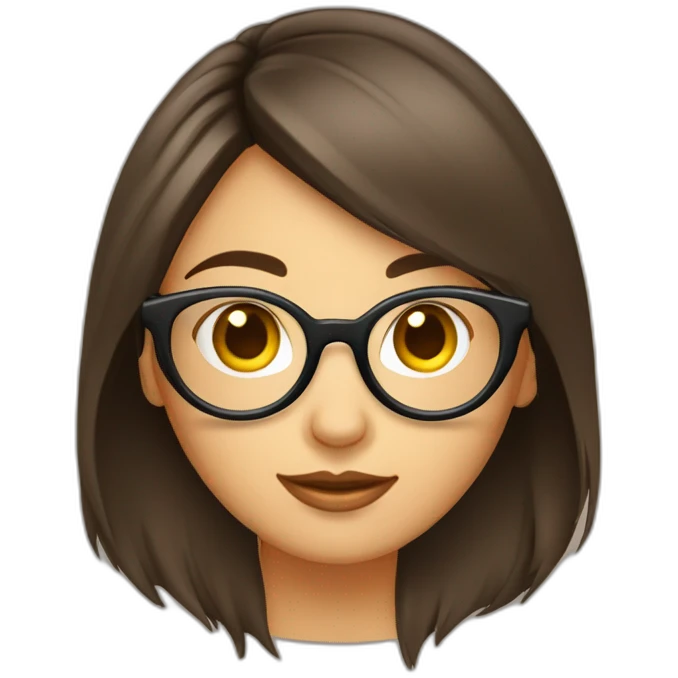Fille-brune-lunette-rond-visage emoji