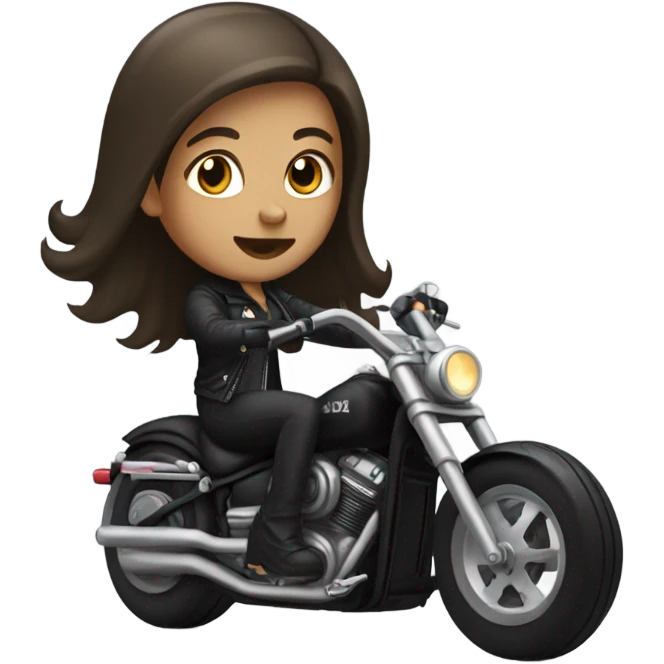 Girl with dark blonde hair on a black chopper motorcycle  emoji