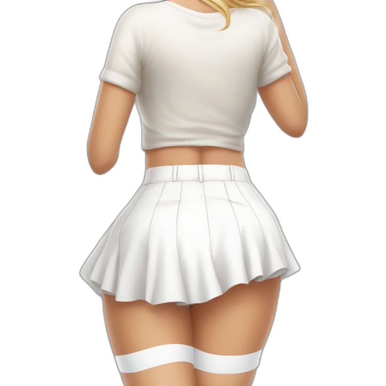 full-body-back-view-curvy-caucasian-beauty-skirt-lifted-by-the-wind-white-knickers and long socks emoji