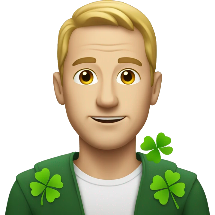 white man with clover emoji