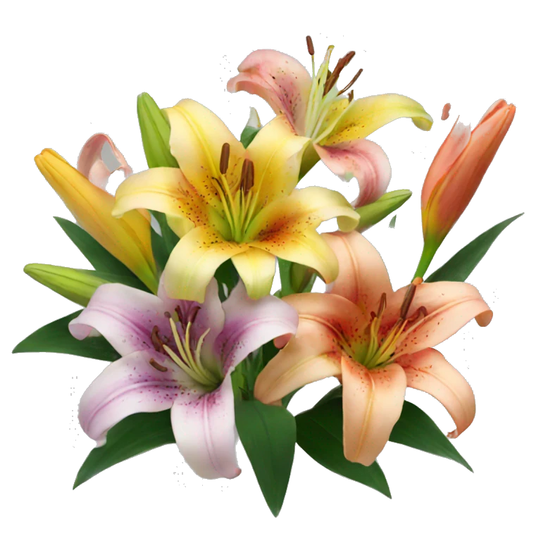Bouquet of colourful lilies emoji