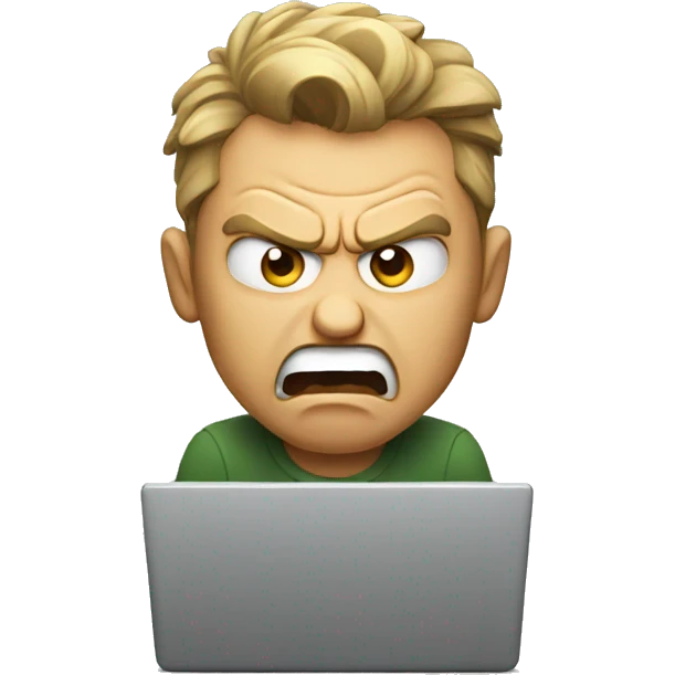 angry man yelling at a laptop emoji