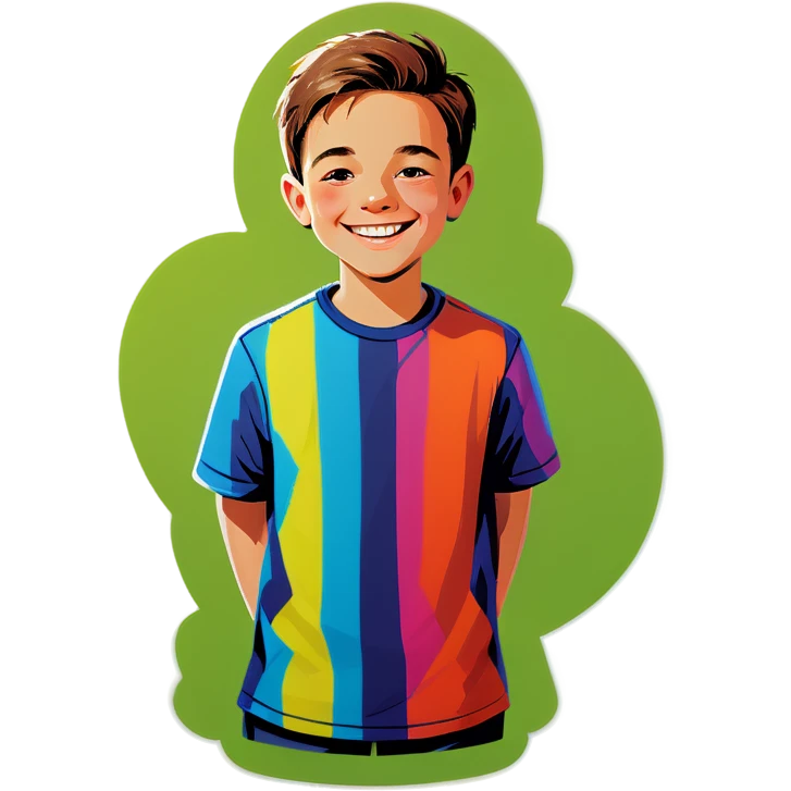 smiling boy in colorful shirt emoji