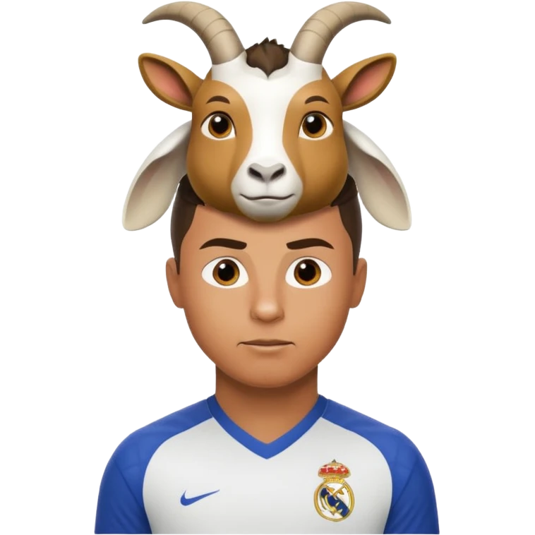 I want Ronaldo in Madrid and something over his head saying GOAT emoji