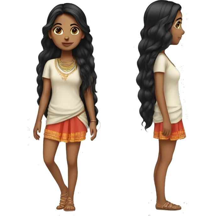 indian girl black hair cool clothing emoji
