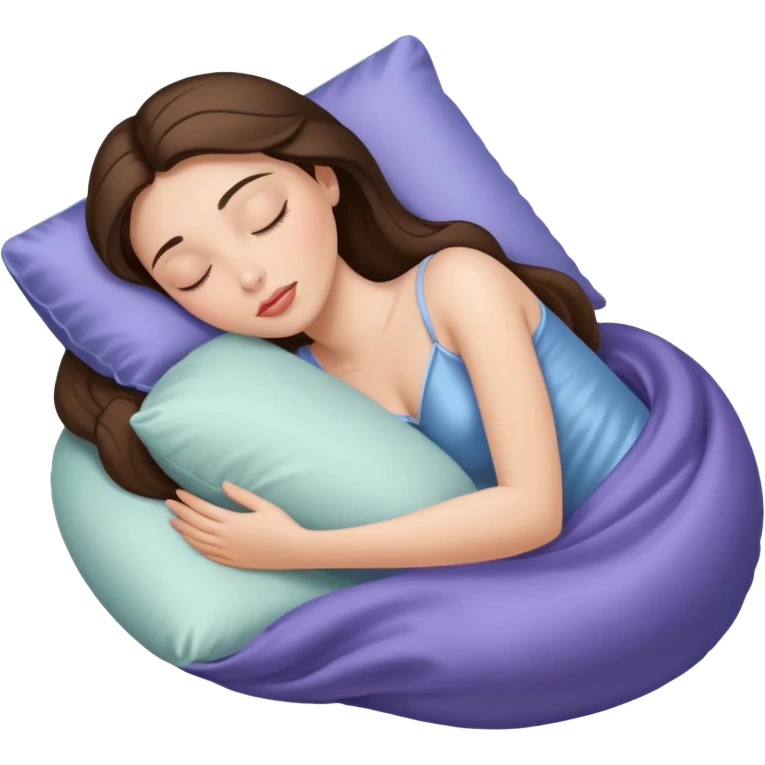 sleeping beauty brunette white girl with a silk pillow emoji