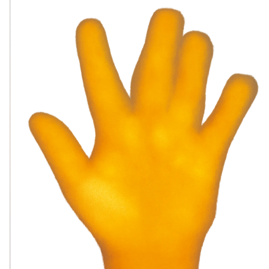 A hand with a thermal camera effect, yellow color emoji