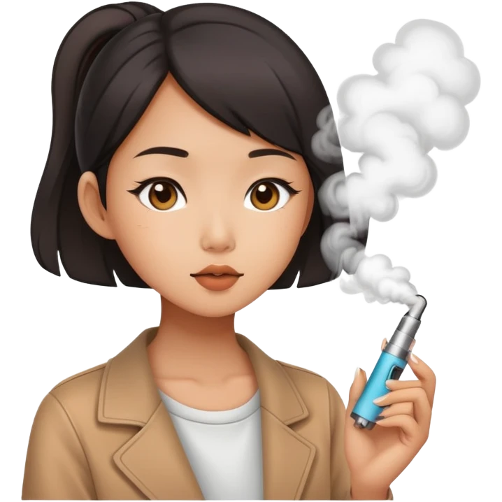 Asian girl vaping cutely  emoji