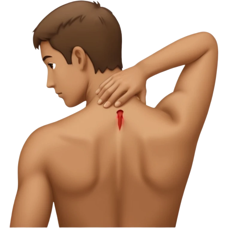 person with strain in the back of their neck. One hand holding the back of the neck emoji