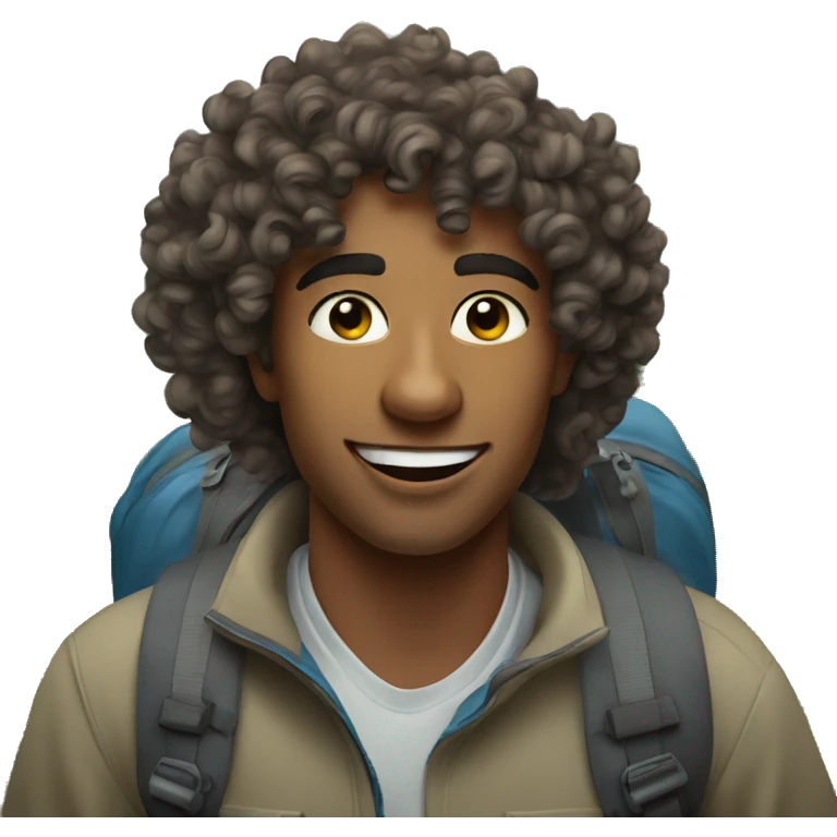 curly hair 20 year old hiking in smoky mountains emoji