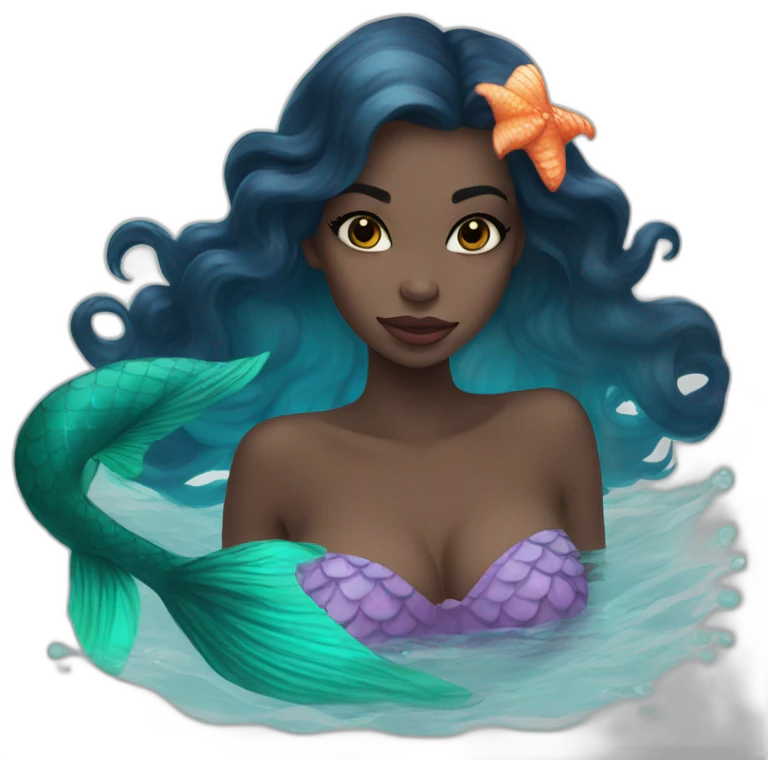 little-mermaid poisson noir girl emoji