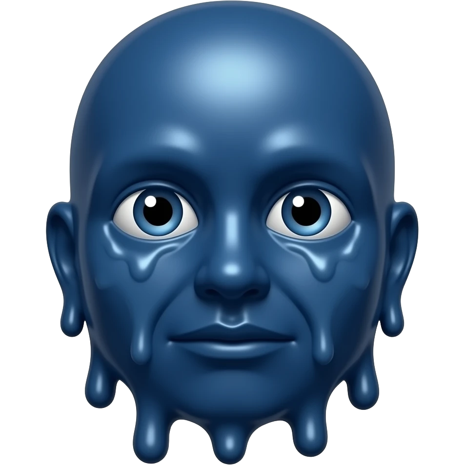 Navy blue melting face emoji