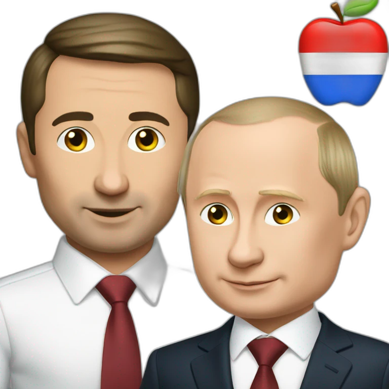 Zelensky and Putin ate a apple  emoji