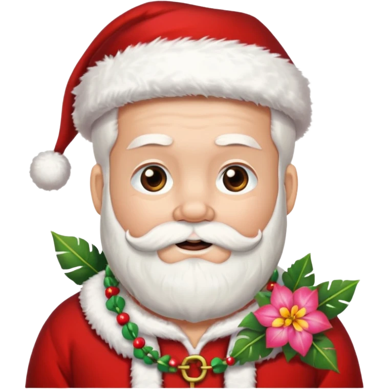 santa with flower hawaii necklace emoji