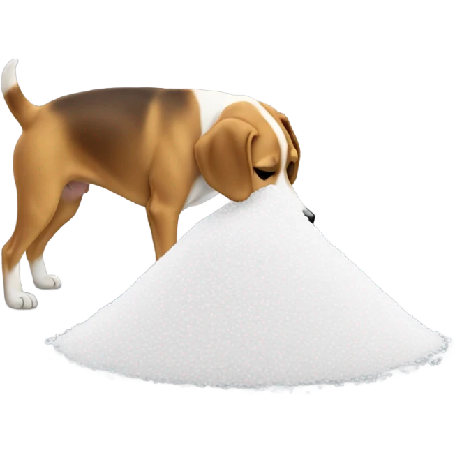 Dog smelling a pile of white sugar emoji