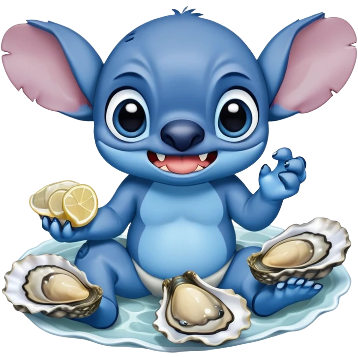 Stitch eating oysters  emoji