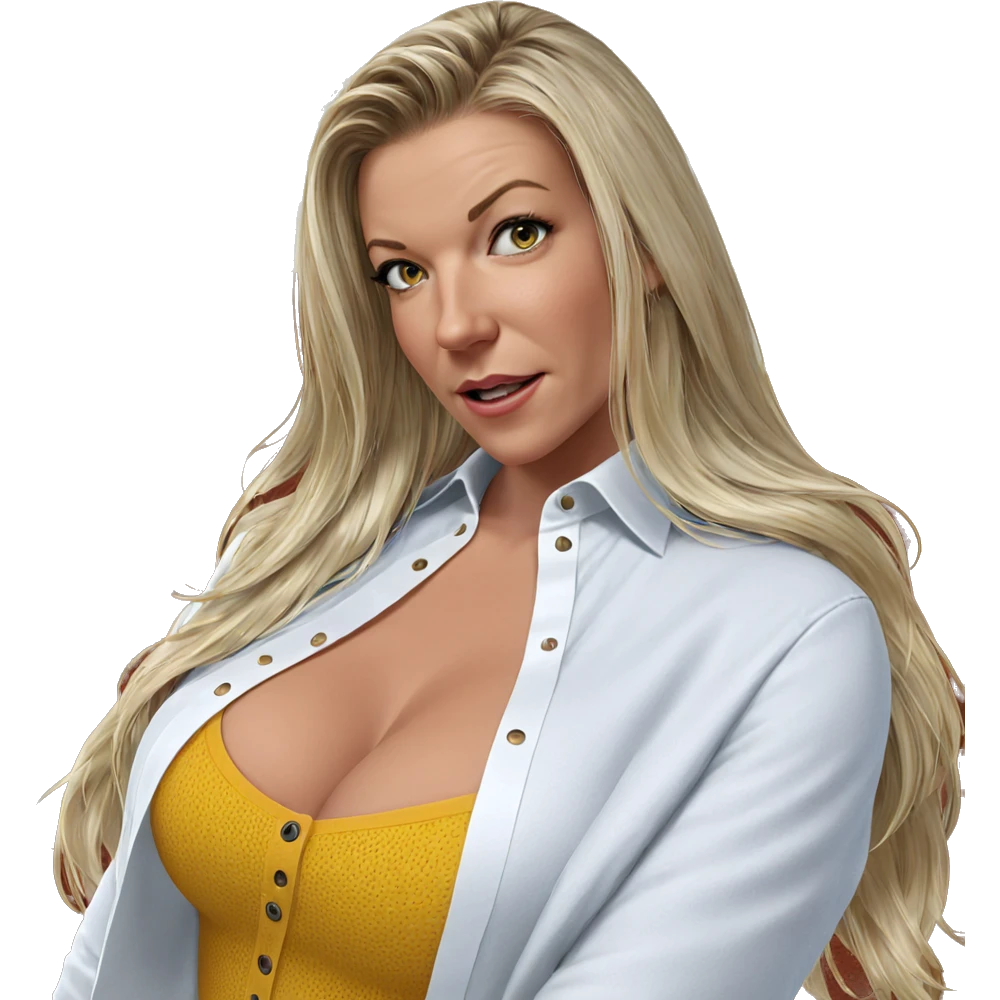 blonde girl in open shirt emoji