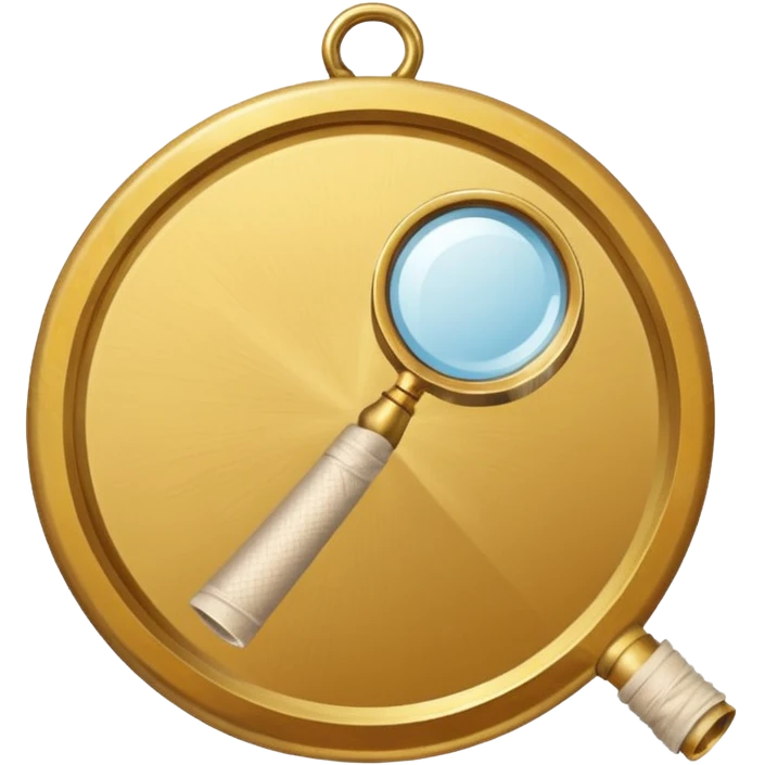 gold medal with bandage and a magnifier engraved on the center emoji