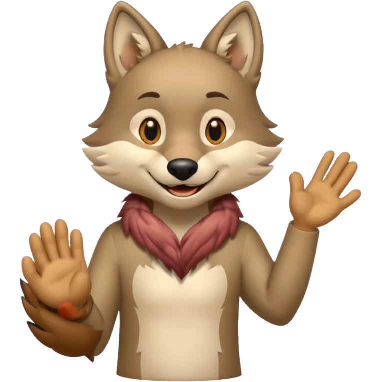 Wolf cartoon shaking hand emoji