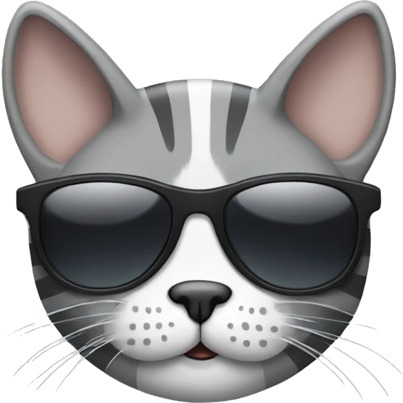 Gray stripped cat with white paws and sunglasses  emoji
