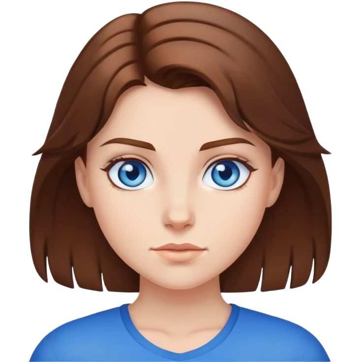 Strong girl, brown hair, blue eyes emoji