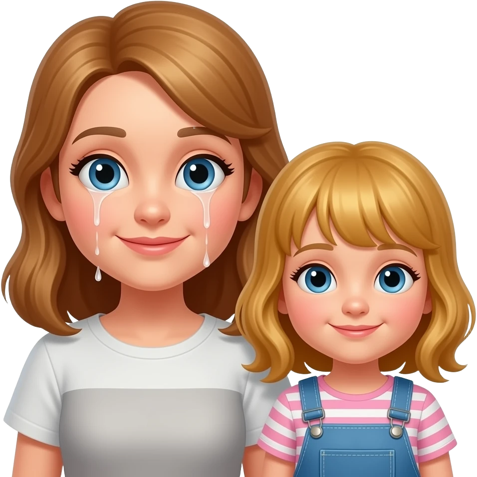 MOther and daughter, cum dripping from mothers face emoji