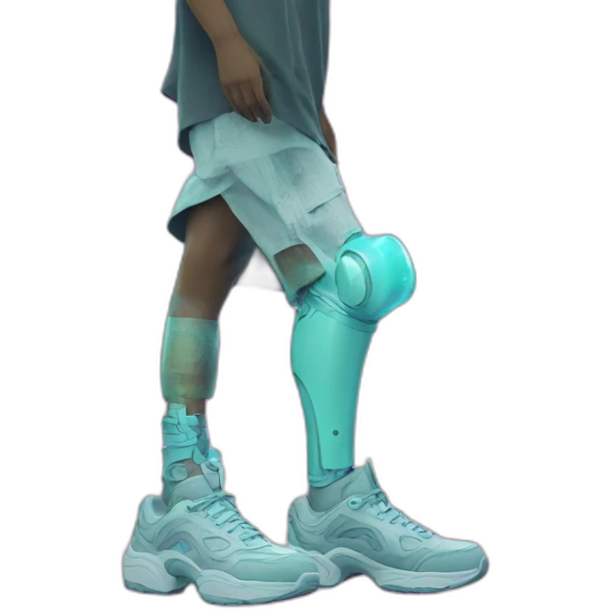 Vaporwave person with prosthetic leg  emoji