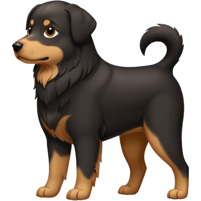 Chien noir avec poitrine et patte avant droite blanche emoji