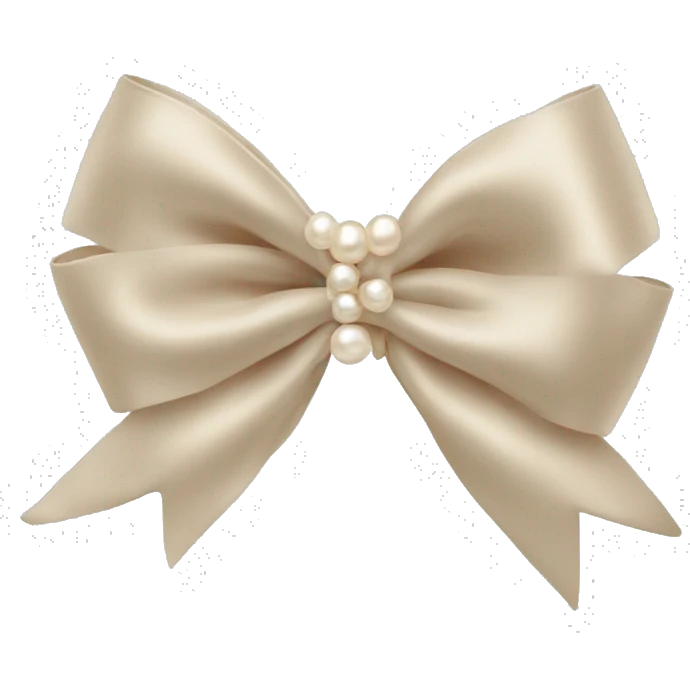 beige silk bow with pearls stud emoji