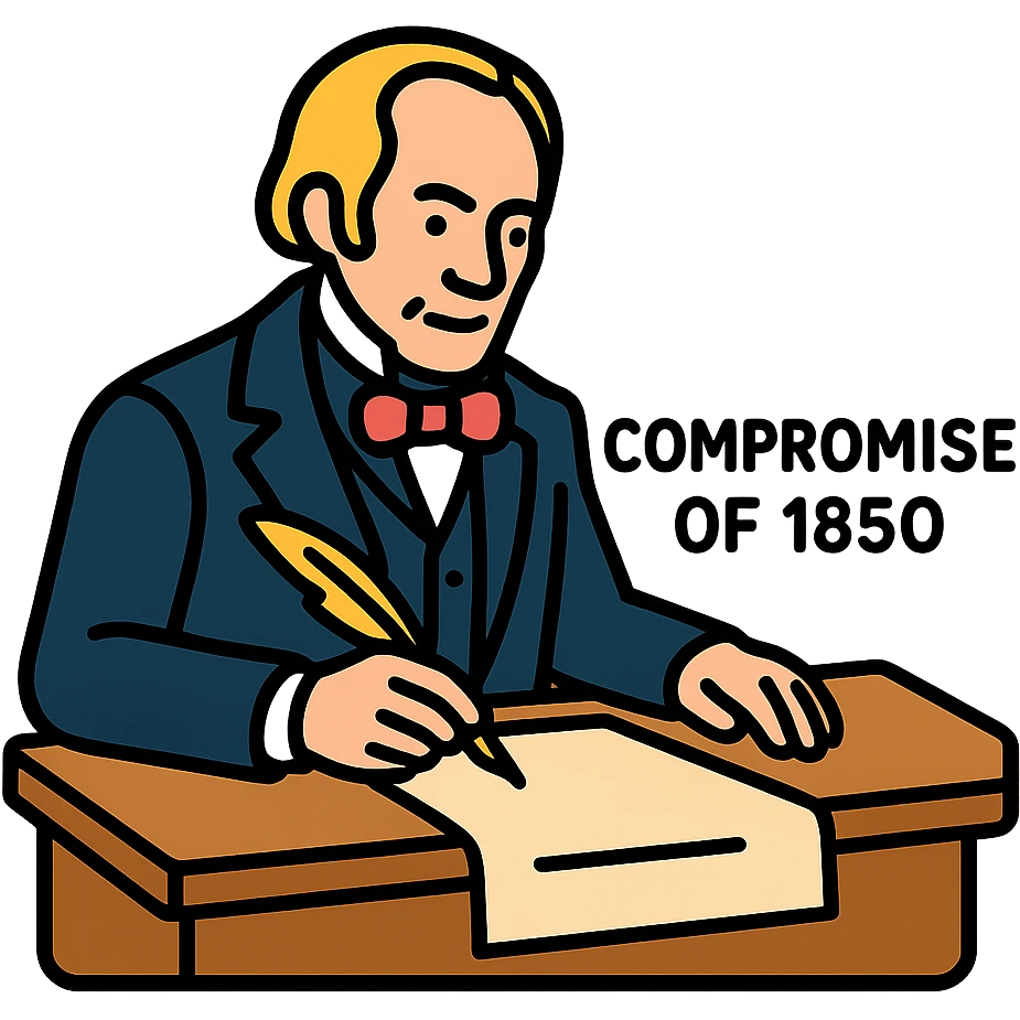 color outline icon of Henry Clay writing at a desk, Compromise of 1850 emoji