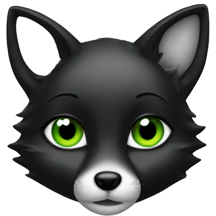 black fox cute female with green eyes emoji
