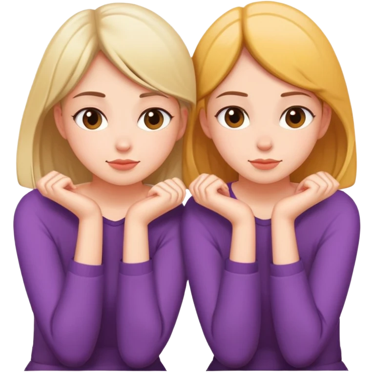 two girls sitting back to back with their cheeks touching emoji