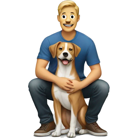 dog sitting on men emoji