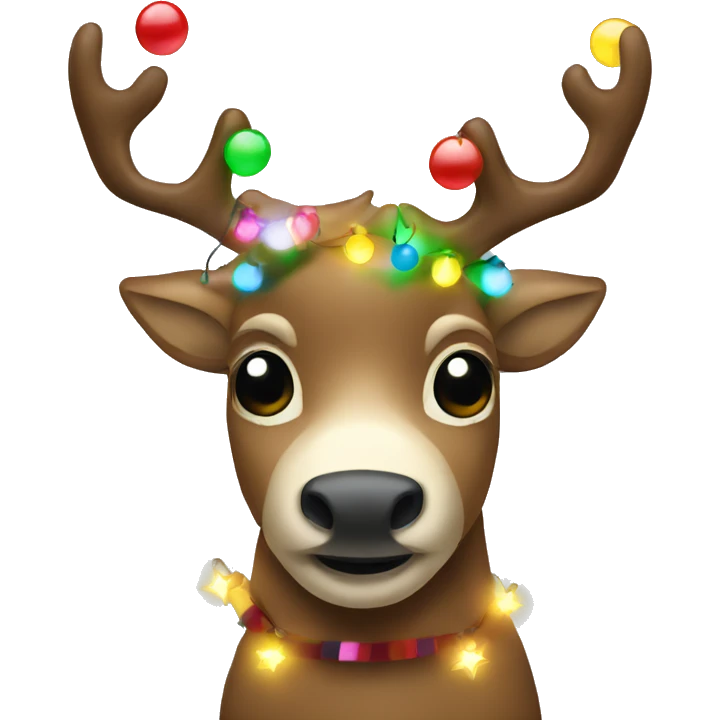 Party reindeer with Christmas lights emoji