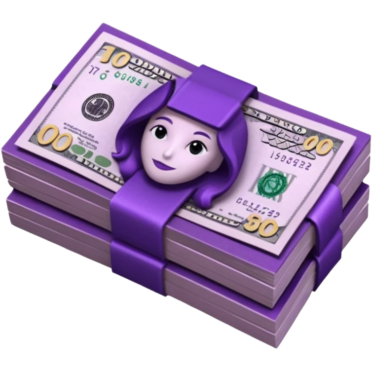 billetes en 3d morado oscuro en png emoji