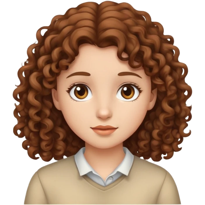 Girl with brown curly gair emoji