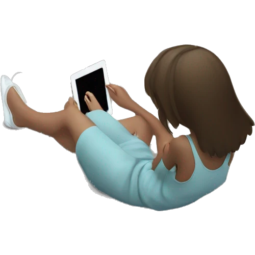 Girl watching iPad on the ground emoji
