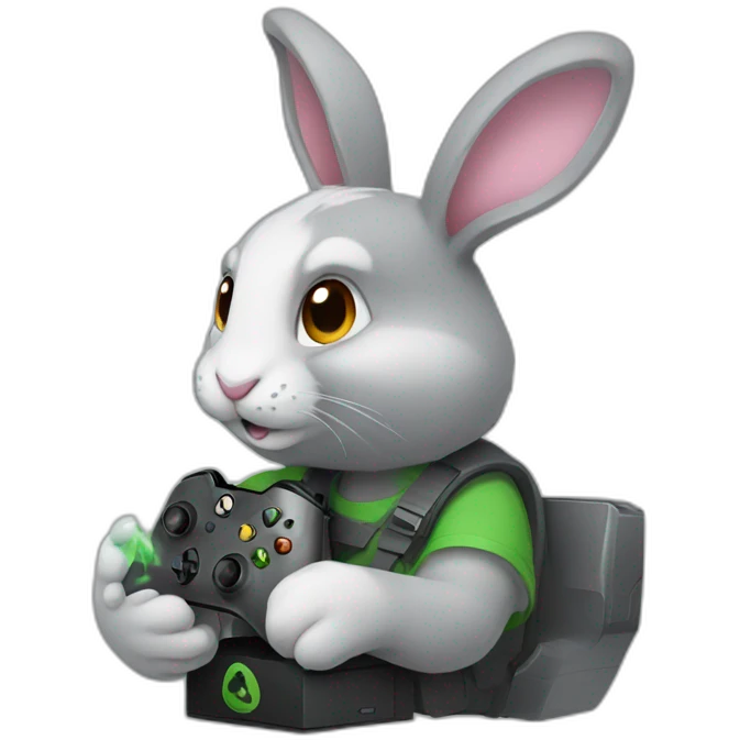 Grey Rabbit with an xbox emoji