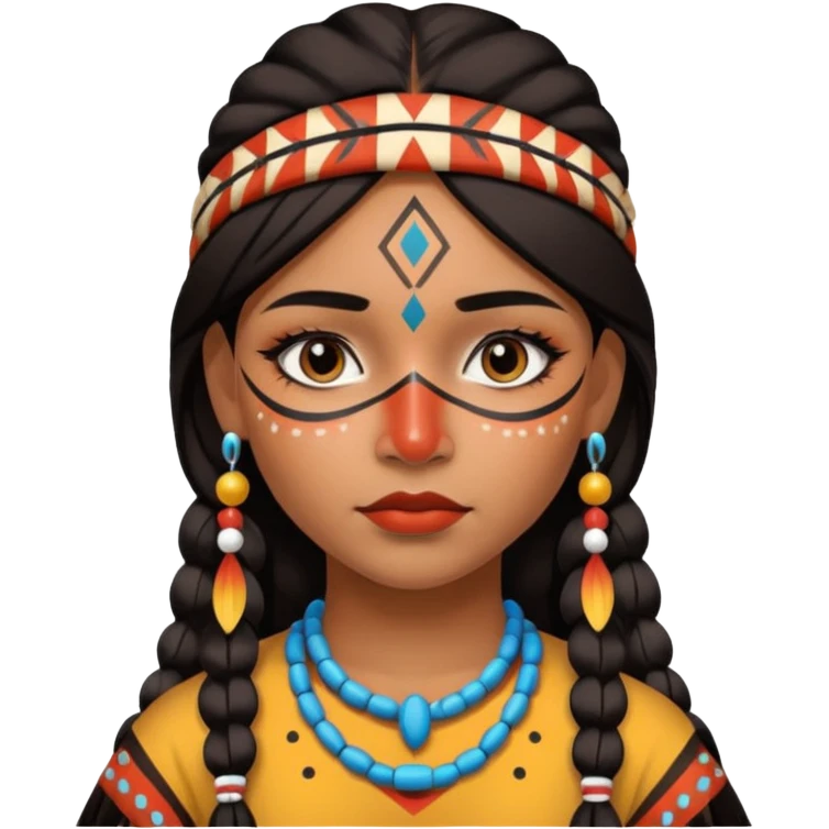 Chica indígena con maquillaje tradicional de indígenas con puntos y rayas emoji